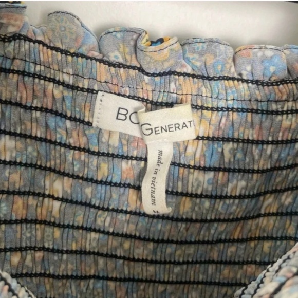 ⭐️Floral Off-the-Shoulder Smock Hipster Hippie Artsy Boho Art Girly Blouse Top - Picture 2 of 7